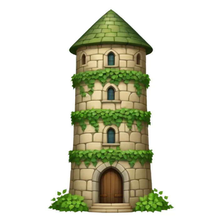 A medieval tall round tower covered in ivy vines. sticker