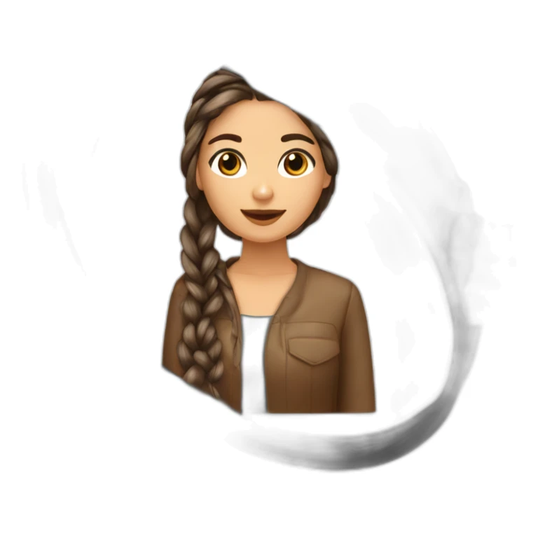 Mujer con braids box fine long hair castaño con magnifier sticker