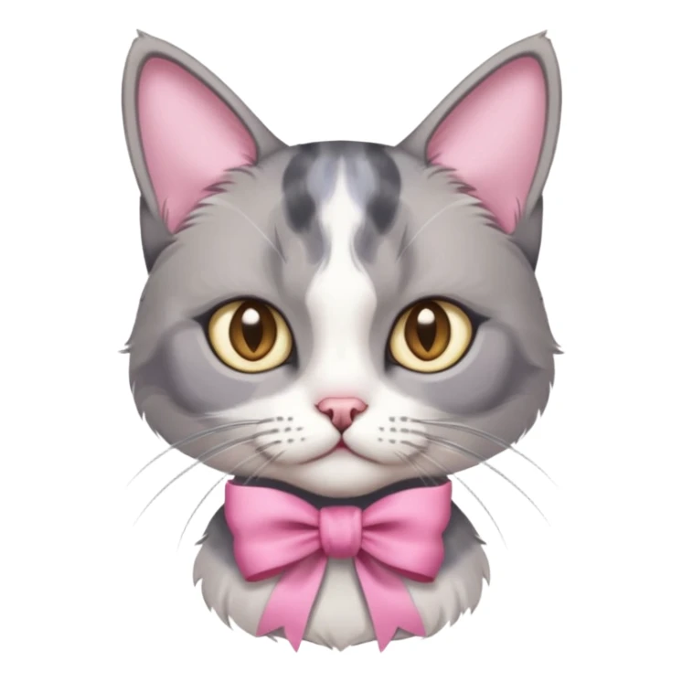 Dilute grey calico cat with pink ribbon sticker