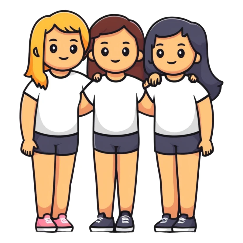 Four diverse female best friends posing together sticker