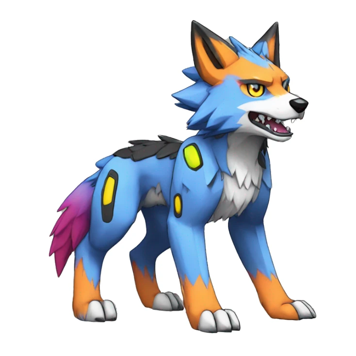 Edgy Colorful Digimon-Fakemon-Wolf with edgy markings full body sticker