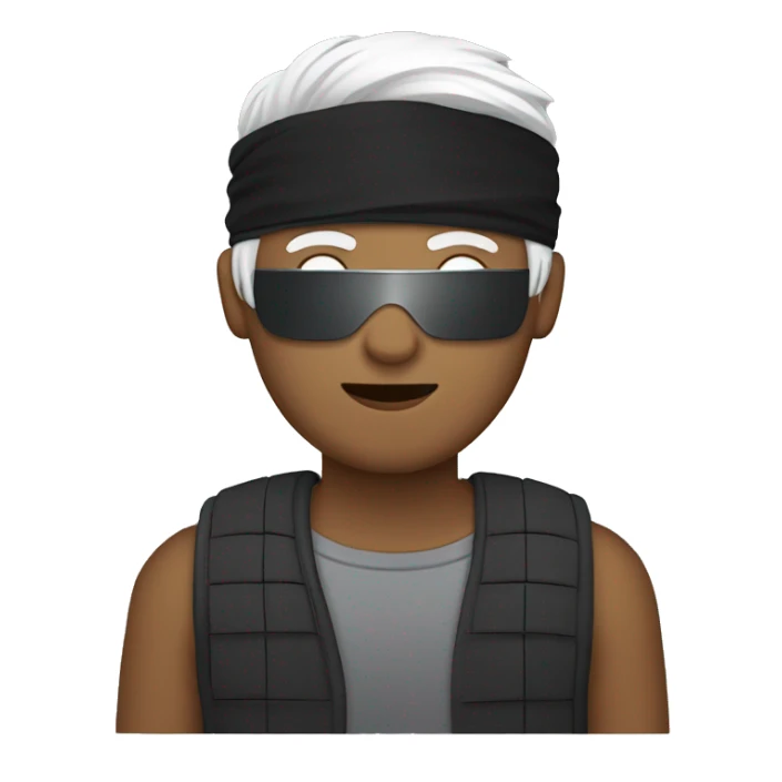 guy with black blindfold  and white hair￼ sticker
