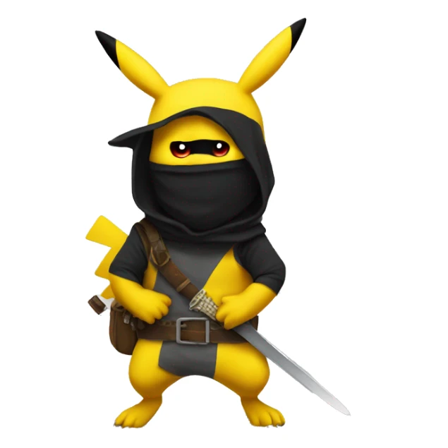 pikachu with balaclava and fake sword sticker