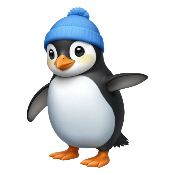 Penguin with blue beanie and blue shoes sticker
