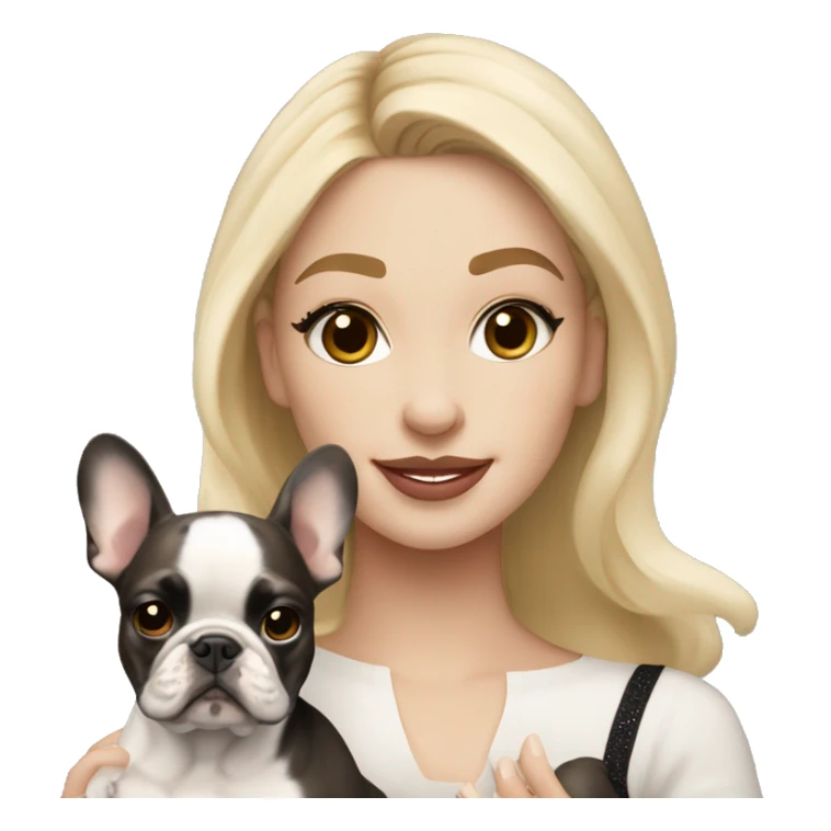light-skinned and fair-haired dancer with a French bulldog puppy sticker