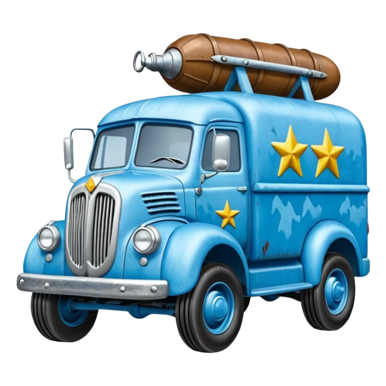 The Flintstones shiny crushed-iced-blue frozen Scooby Doo 1945 Lightning Bug busters liquidator’s antique long-wheelbase snub-nose off-road moving truck  sticker