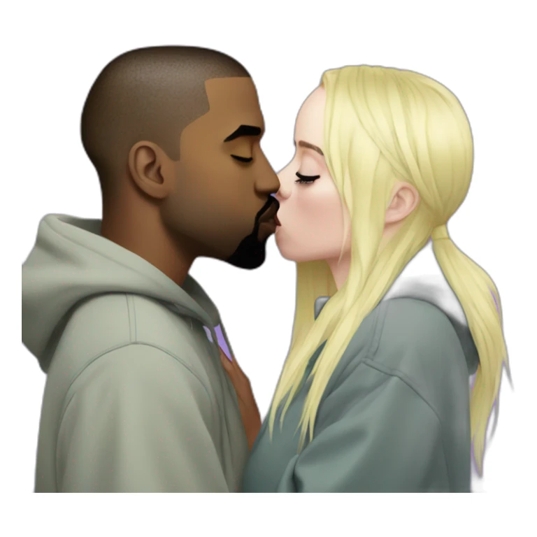 Kanye West kisses Billie Eilish sticker