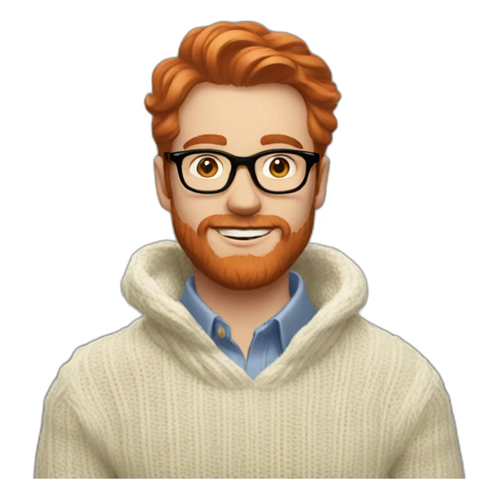 red hair white men with glasses and beard and a ralph lauren sweater sticker
