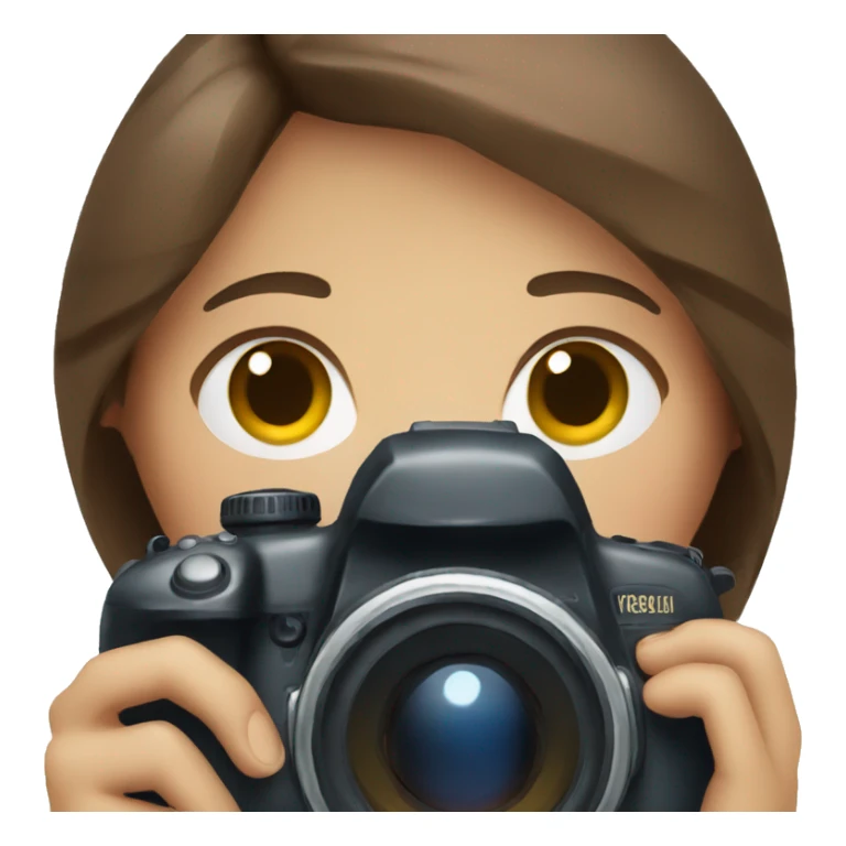 brown hair blue eyes girl with camera sticker