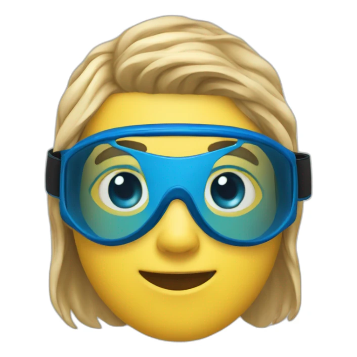 swimmer with a cool blue proffesional swimming goggles sticker