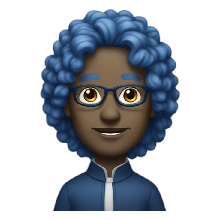 Clergyman with blue skin and dark blue long curly hair sticker