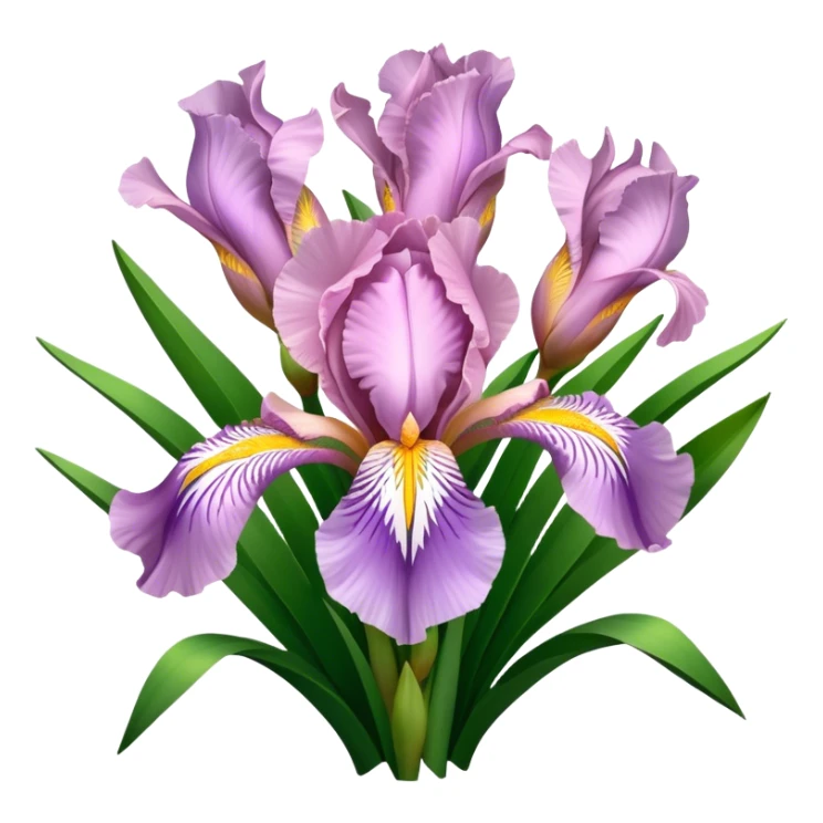 super big bouquet Soft Pink Iris, luxuriant, leaf, bud sticker