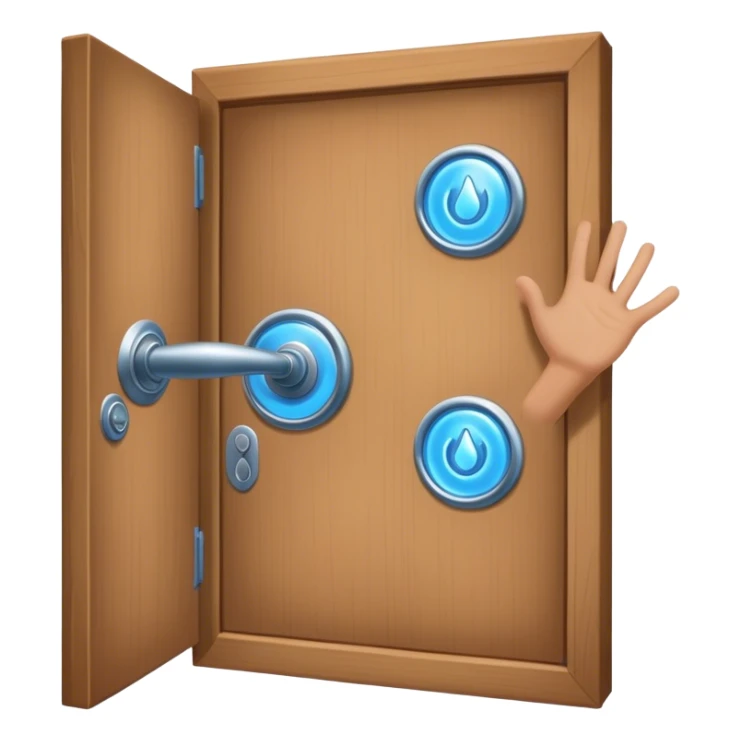 A closed door with a hand knocking on it. Because success isn’t about waiting—it’s about knocking until someone answers.blue power magic on knocking sticker
