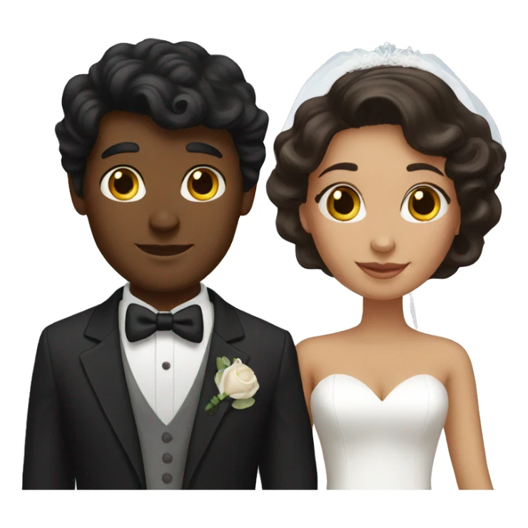 Dark hair groom and brown skin bride sticker