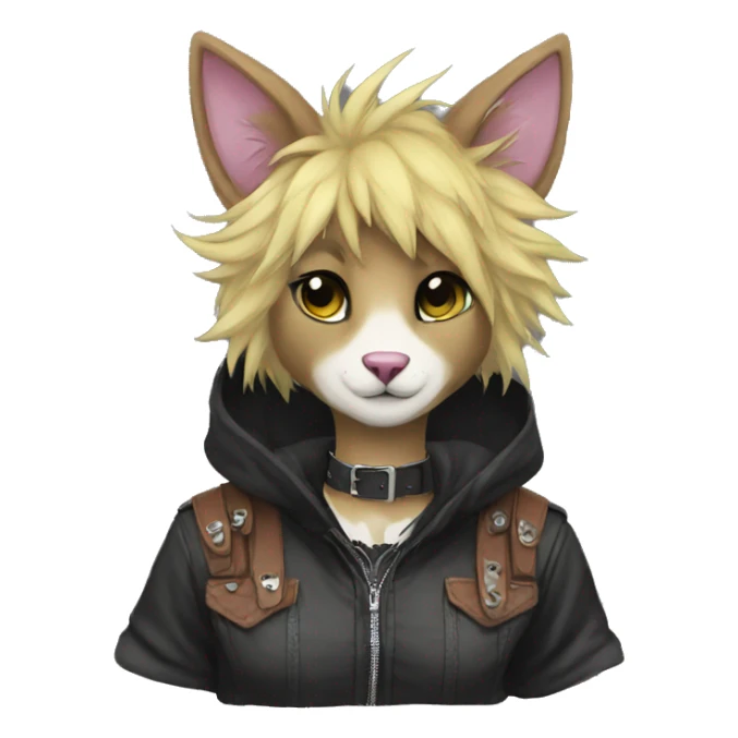 Anthro Punk Fursona Collar Hoodie  sticker