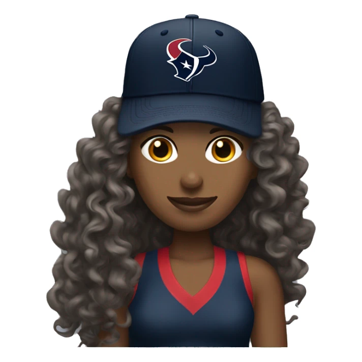 HOUSTON TEXANS baseball hat woman with long curly hair  sticker