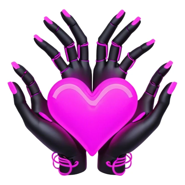 Neon cyberpunk style 
heart made of female neon hands sticker