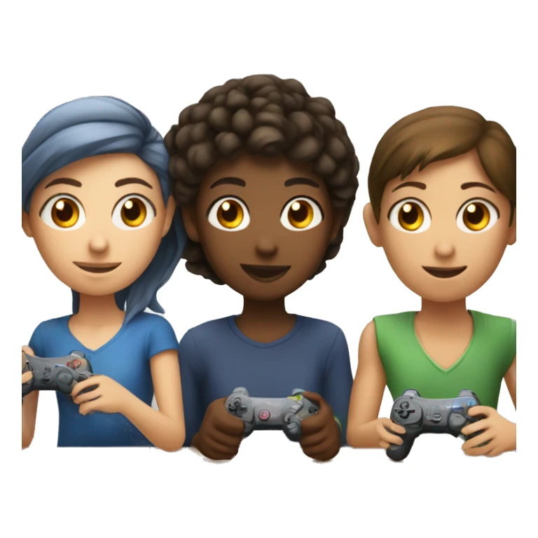 Girl playing video games with two friends sticker