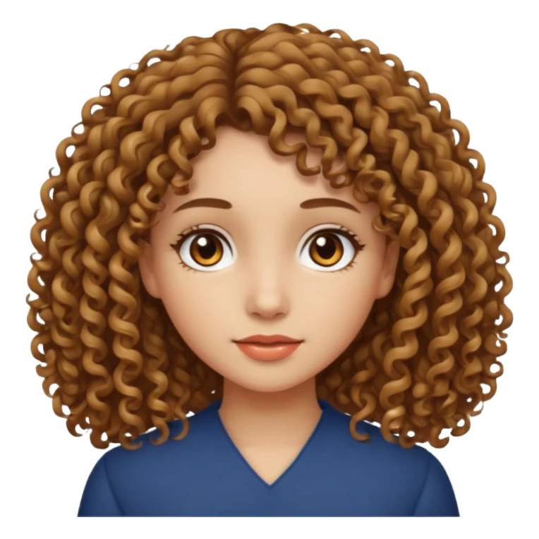 A girl with medium-length, curly hair that is not too voluminous.  sticker
