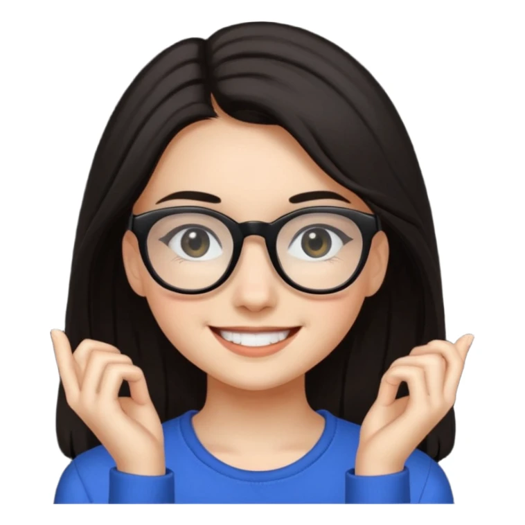 ragazzina di 16 anni mora capelli lunghi con occhiali neri sticker