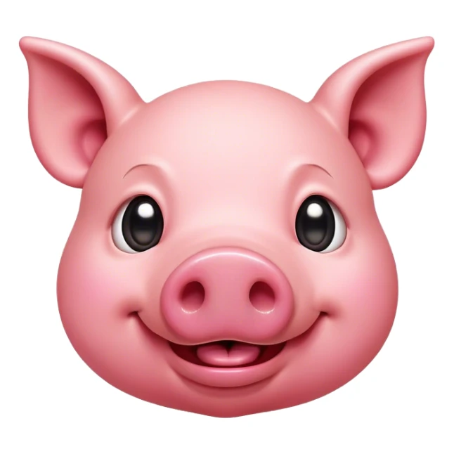 Cinematic Comical Pig Portrait Emoji, Head tilted dramatically with an exaggeratedly amused expression, featuring a striking rosy-pink hide with a playful snout and wide, expressive eyes filled with playful disbelief, Simplified yet hilariously expressive features, highly detailed, glowing with a slightly sassy glow, high shine, dramatic yet playful, stylized with an air of cheeky mischief, bright and endearing, soft glowing outline, capturing the essence of a spirited and over-the-top pig, so meme-worthy it feels like it could oink its way into internet fame instantly! sticker
