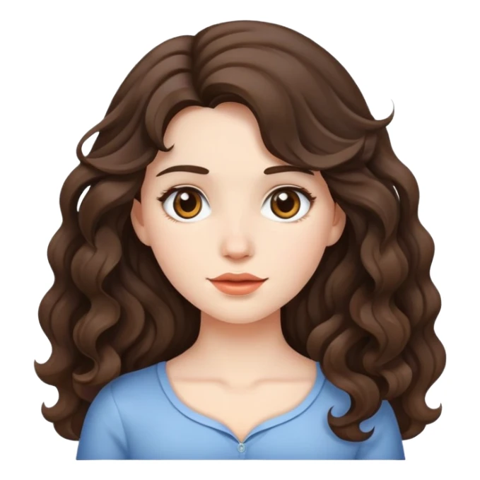 brunnete girl white.skintone wavy hair sticker