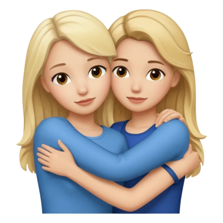 Two girls hugging one blonde one brunette sticker