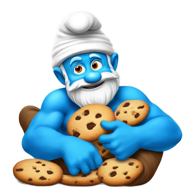 Papa smurf eating a cookies sticker