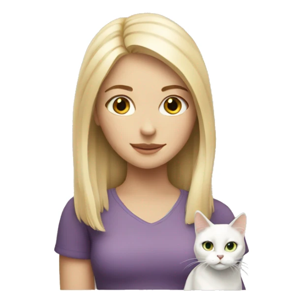 Blonde girl with white cat sticker