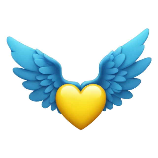 yellow heart with blue wings sticker