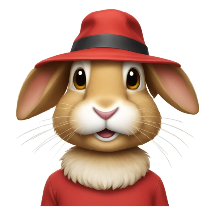 mid-age specialist rabbit with hat in red t-shirt sticker