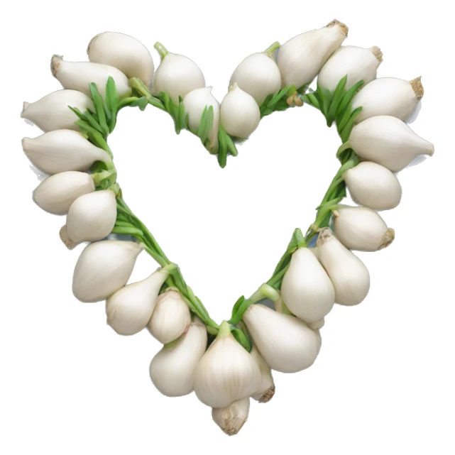 white heart adorned with garlic garland sticker