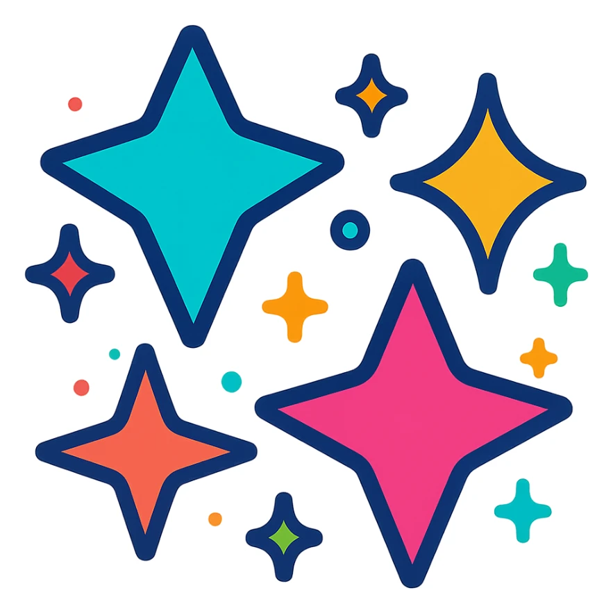 vibrant toon style sparkles, energetic and colorful sticker