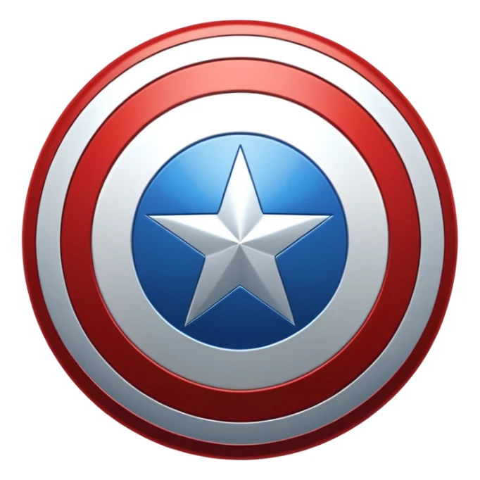 Captain America shield, bold red white and blue, iconic star in center sticker