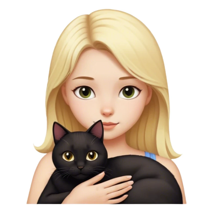 Blonde girl Black cat  sticker