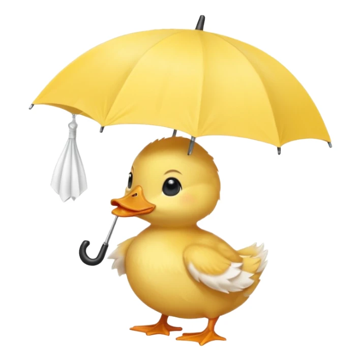baby Duck holding white umbrella sticker