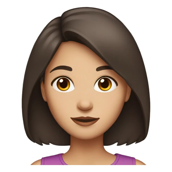 Dark brown haired girl with medium length with brown eyes sticker