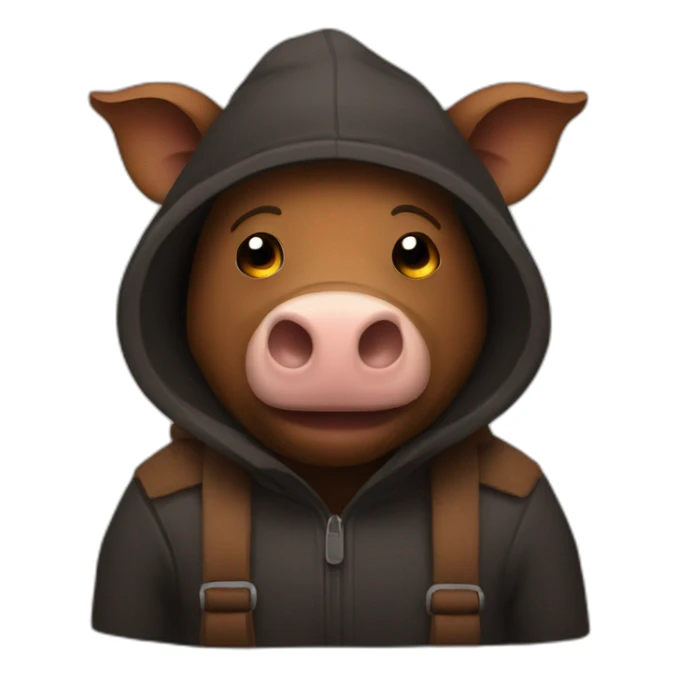fullface brown boar tired of life with a winter hat black color sticker