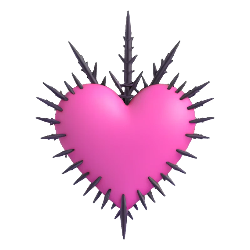 pink heart with metal thorns sticker