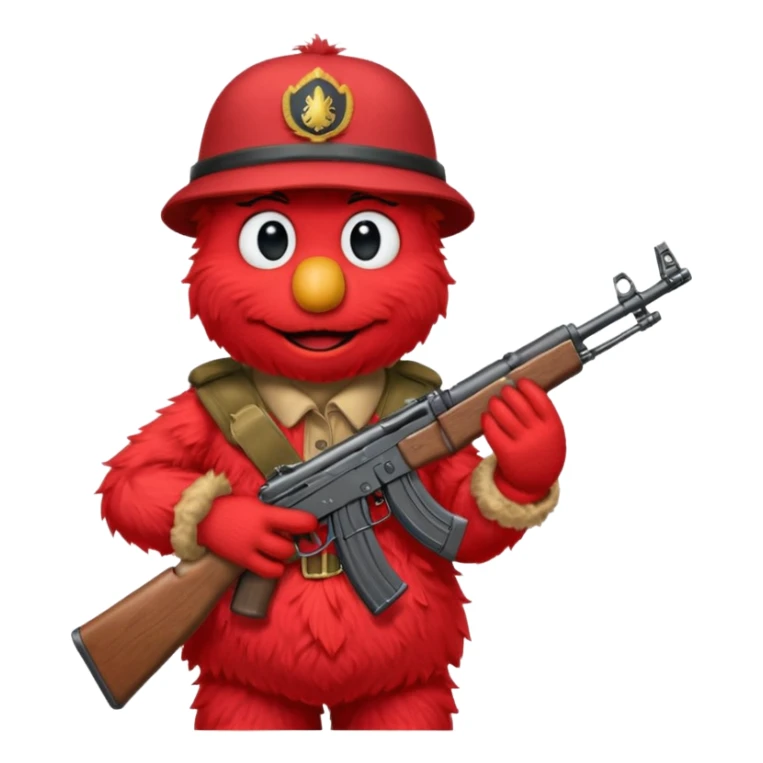 elmo with an AK47 and an bivak sticker