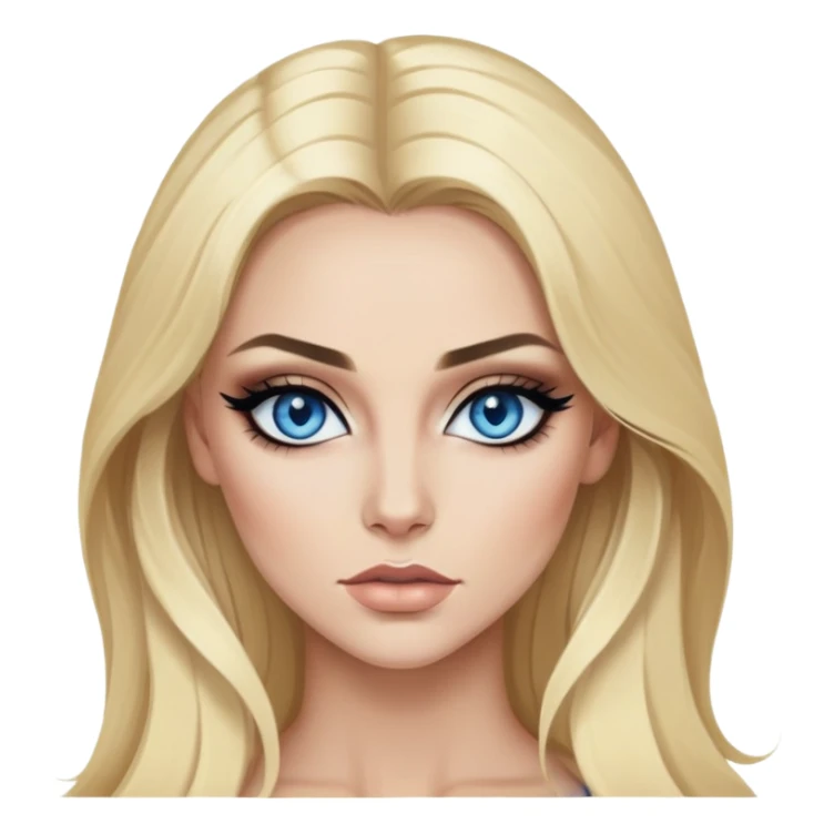 blonde, blue eyes baddie,pretty makeup, strong makeup, black eyeliner, long hair sticker