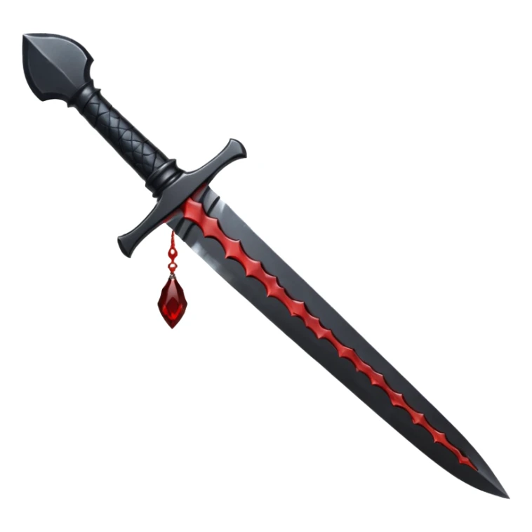 iOS emoji, dark fantasy dagger, obsidian blade, runes, blood drop, clean render, minimalism sticker