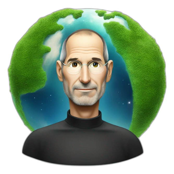 Steve jobs sentado encima del planeta tierra sticker