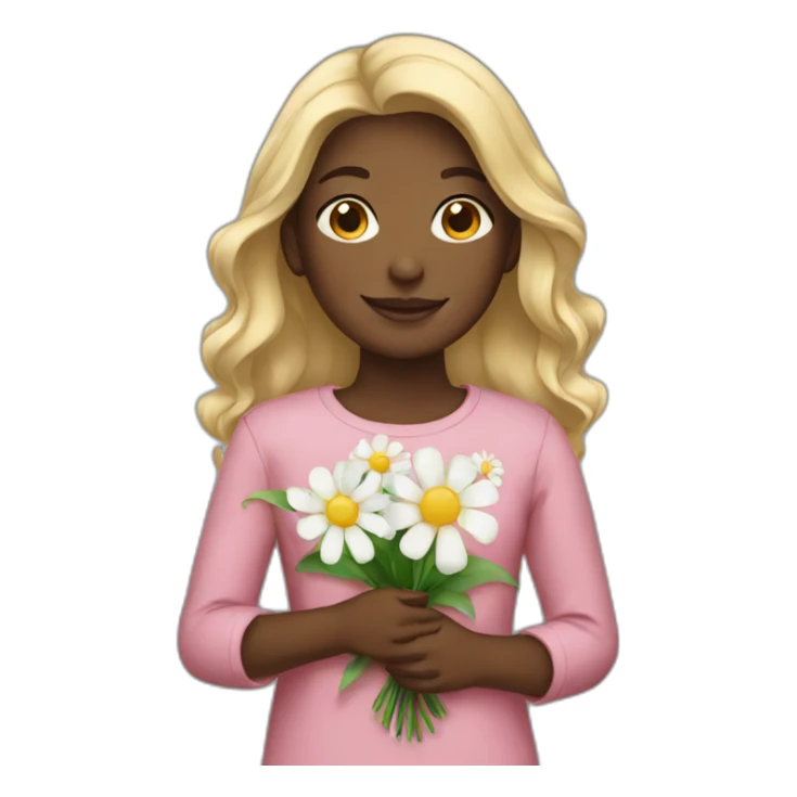 girl holding flowers sticker