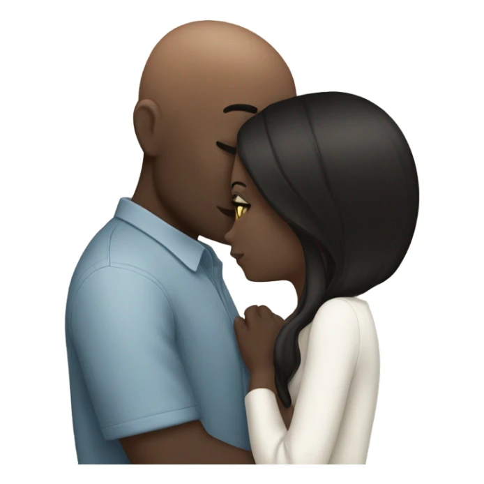 White girl dark hair kissing bald black man sticker
