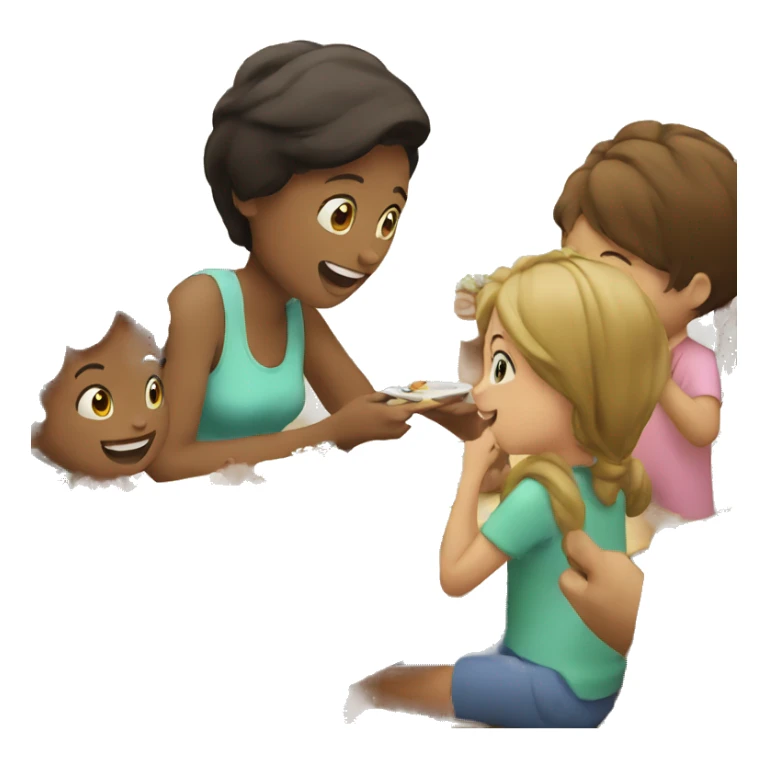 Parents eating lunch with their small kids  sticker