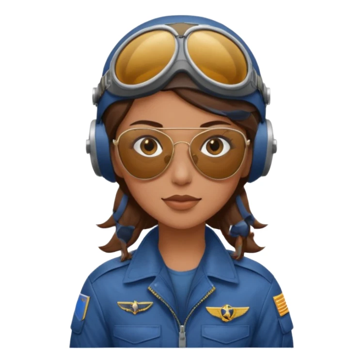 A female pilot with medium skin and tied-back brown hair sticker