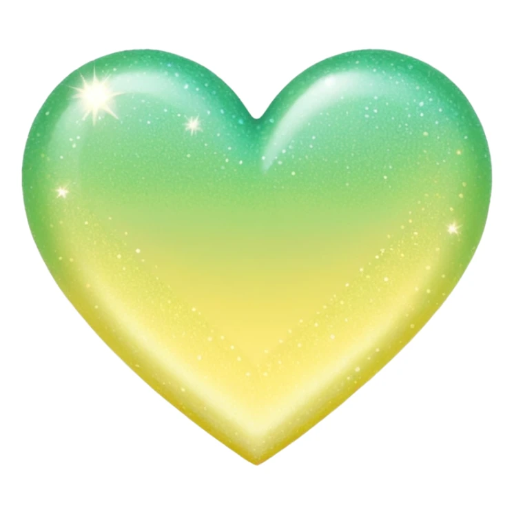 glitter heart with pastel yellow to pastel green ombre sticker