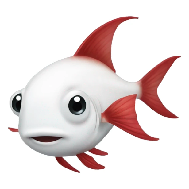 One white fish cute dark red fins  sticker