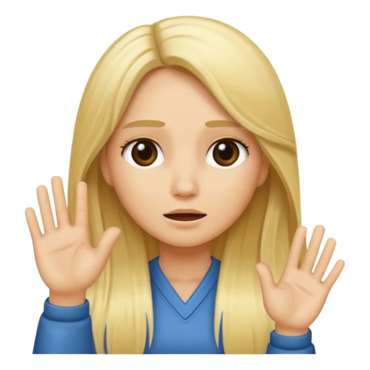 blonde female long hair saying stop sticker